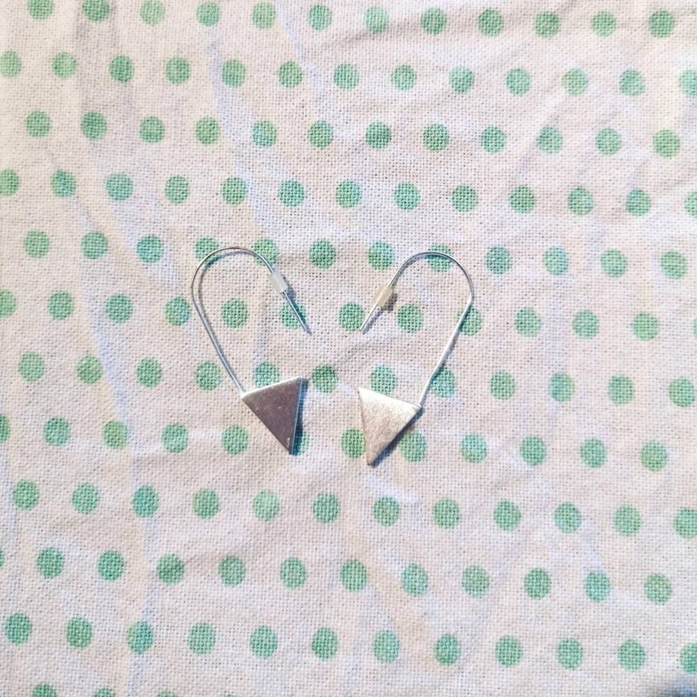 Silver triangle earring